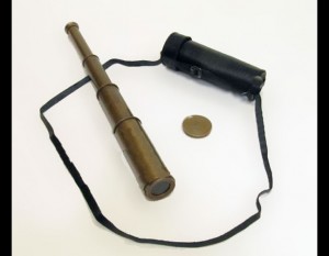 Antiqued Brass Telescope with Leather Strap