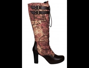 Leather & Printed Canvas Boot