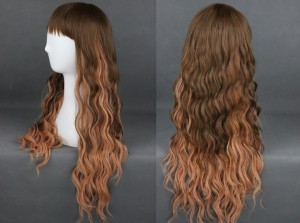 24" Chestnut Brown to Dusty Rose Wig