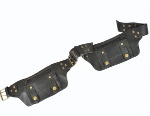 Leather Double Pouch Belt (up to 44")