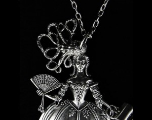Baroque Lady with an Octopus On Her Face Necklace
